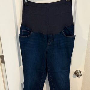 Old Navy Dark Blue Maternity Jeans with Black Waist Panel